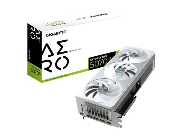 Gigabyte GeForce RTX 5070 Ti AERO OC 16G - Grafikkort - GeForce RTX 5070 Ti - 16 GB GDDR7 - PCI Express 5.0 - 3 x DisplayPort, HDMI