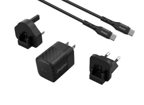 Energizer Ultimate - Multiplug EU / UK / US GaN 20W PD verkkolaturi + USB-C-kaapeli (musta)