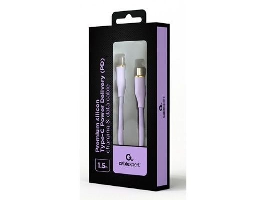 Cablexpert Premium - USB-kabel - USB-C (hann) til USB-C (hann) - USB 2.0 - 3 A - 1.5 m - formstøpt, Power Delivery-støtte, data & lading - fiolett