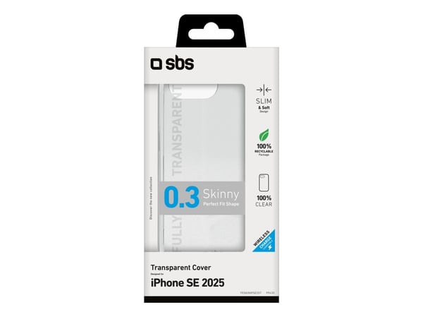 SBS TESKINIPSE25T, Suojus, Apple, iPhone 16E, 15,5 cm (6.1"), Läpinäkyvä