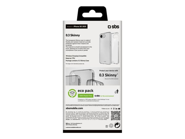 SBS TESKINIPSE25T, Suojus, Apple, iPhone 16E, 15,5 cm (6.1"), Läpinäkyvä