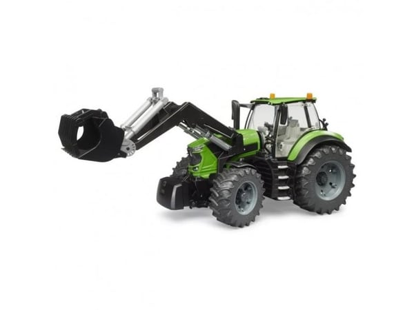 Bruder Deutz 8280 TTV traktori, jossa on etukuormaaja lelu