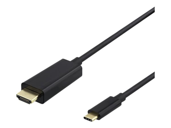 DELTACO - Adapterkabel - USB-C hane till HDMI hane - 2 m - svart - 4K60 Hz (4096 x 2160) stöd