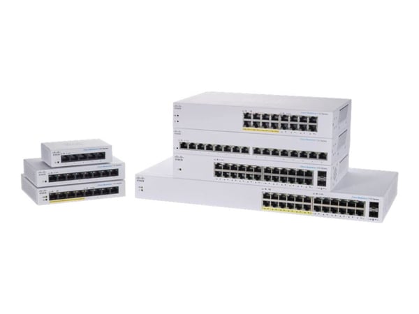 Cisco CBS110, Hallitsematon, L2, Gigabit Ethernet (10/100/1000), Power over Ethernet -tuki, Telineasennus, 1U
