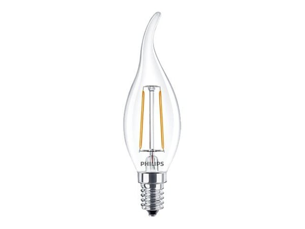 Philips CorePro - LED-filamentlyspære - form: BA35 - klar finish - E14 - 2 W (ekvivalent 25 W) - klasse E - varmt hvitt lys - 2700 K