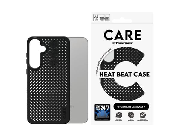 CARE by PanzerGlass Heat Beat - Baksidedeksel for mobiltelefon - Qi - 100 % resirkulert polykarbonat, 100 % resirkulert termoplastisk polyuretan (T...