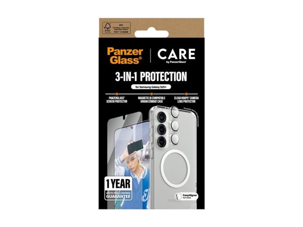 CARE by PanzerGlass - 3-i-1 beskyttelsespakke - baksidedeksel for mobiltelefon - flaggskip - 100 % resirkulert polykarbonat, 100 % resirkulert term...