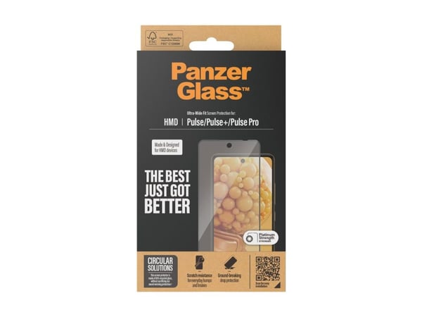 PanzerGlass - Skjermbeskyttelse for mobiltelefon - ultrabred passform - glass - rammefarge svart - for HMD Pulse, Pulse Pro, Pulse+