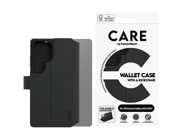 CARE by PanzerGlass - Lommebok for mobiltelefon - lommebok - termoplast-polyuretan (TPU), polyuretan (PU) - for Samsung Galaxy S25 Ultra