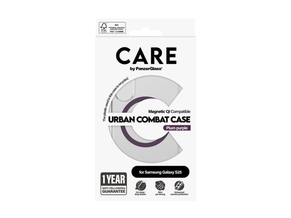 CARE by PanzerGlass Urban Combat - Baksidedeksel for mobiltelefon - polykarbonat, termoplast-polyuretan (TPU) - gjennomsiktig, plommepurpur - for S...