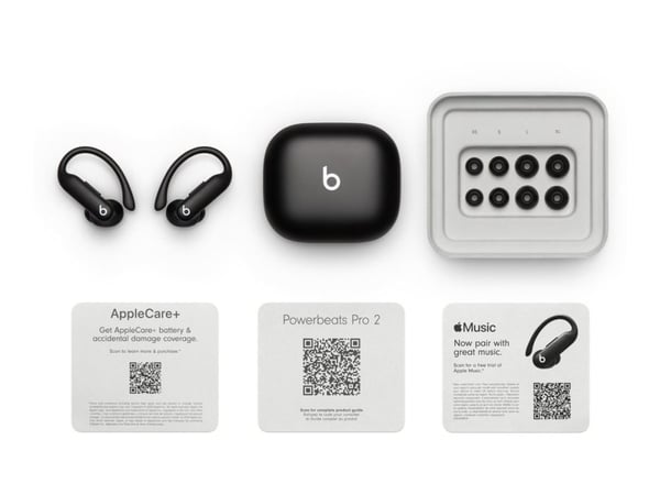 Beats Powerbeats Pro 2 - Todelliset langattomat kuulokkeet mikrofonilla - in-ear - over-ear - Bluetooth - aktiivinen melunvaimennus - sysimusta