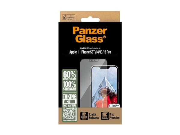 PanzerGlass - Skjermbeskyttelse for mobiltelefon - ultravid passform m. EasyAligner - glass - rammefarge svart