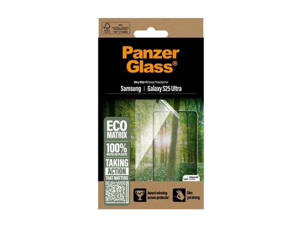 PanzerGlass ECO Matrix - Skjermbeskyttelse for mobiltelefon - ultrabred passform - film - rammefarge svart - for Samsung Galaxy S25 Ultra
