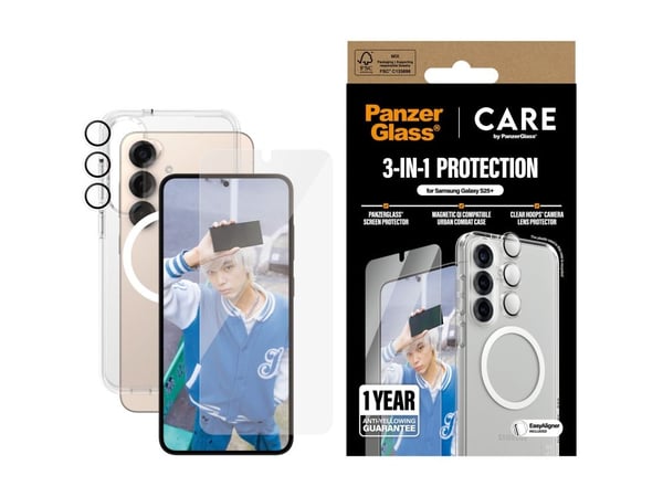 CARE by PanzerGlass - 3-i-1 beskyttelsespakke - baksidedeksel for mobiltelefon - flaggskip - 100 % resirkulert polykarbonat, 100 % resirkulert term...