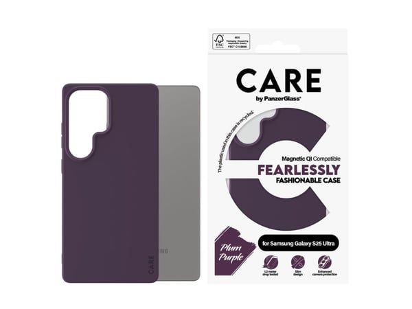 PanzerGlass CARE™ by ® Case Plum Purple w. Qi Compatible Samsung Galaxy S25 Ultra, Suojus, Samsung, Samsung - Galaxy S25 Ultra, Purppura