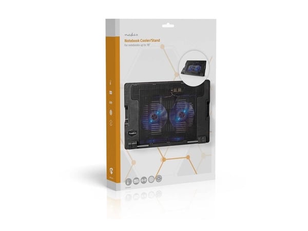Nedis NBCR200BK - Notebookvifte - med 2-porters USB-hub - 18" - 140 mm - svart