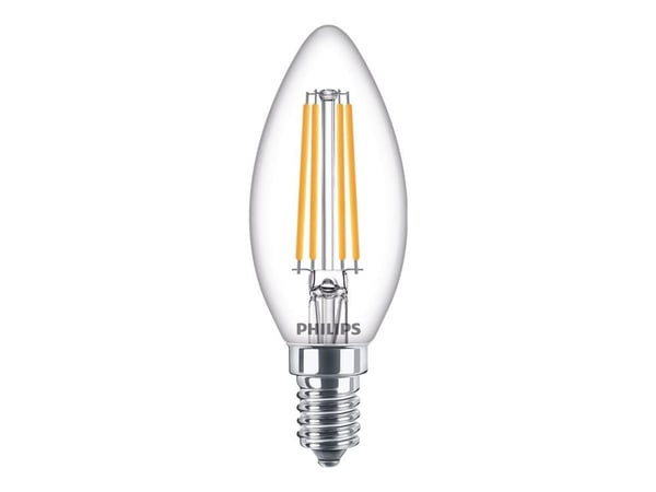 Philips CorePro - LED-filamentlyspære - form: B35 - klar finish - E14 - 6.5 W (ekvivalent 60 W) - klasse E - varmt hvitt lys - 2700 K