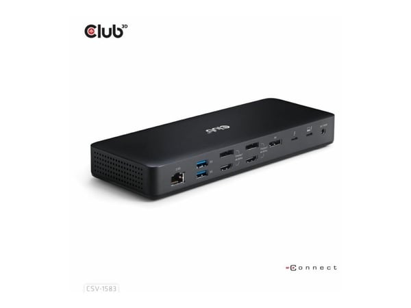 CLUB3D CSV-1583, langallinen, Thunderbolt 4, musta, MicroSD (TransFlash), SD, 40 Gbit/s, Kensington
