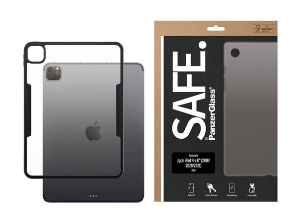 SAFE. by PanzerGlass - Baksidedeksel for nettbrett - selvhelbredende TPU - gjennomsiktig, svart - for Apple 11-inch iPad Pro (1. generasjon, 2. gen...