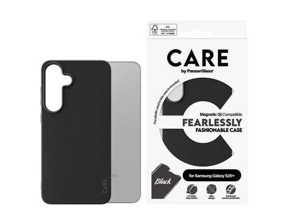 CARE by PanzerGlass - Bakdeksel til mobiltelefon - polykarbonat, mikrofiber, silikon - svart - for Samsung Galaxy S25+