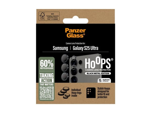 PanzerGlass ® Hoops® svart kameralinsebeskytter Samsung Galaxy S 2025 Ultra