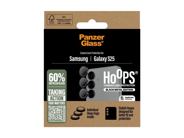 PanzerGlass ® Hoops® svart kameralinsebeskytter Samsung Galaxy S 2025