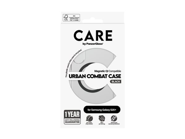CARE by PanzerGlass Urban Combat - Baksidedeksel for mobiltelefon - polykarbonat, termoplast-polyuretan (TPU) - gjennomsiktig, svart - for Samsung ...