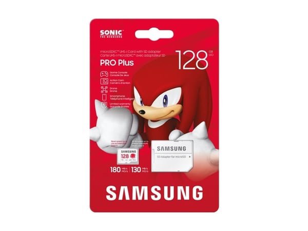 Samsung PRO Plus MB-MD128SA - Sonic the Hedgehog flashminnekort (microSDXC til SD-adapter inkludert) - 128 GB - A2 / Video Class V30 / UHS-I U3 - m...