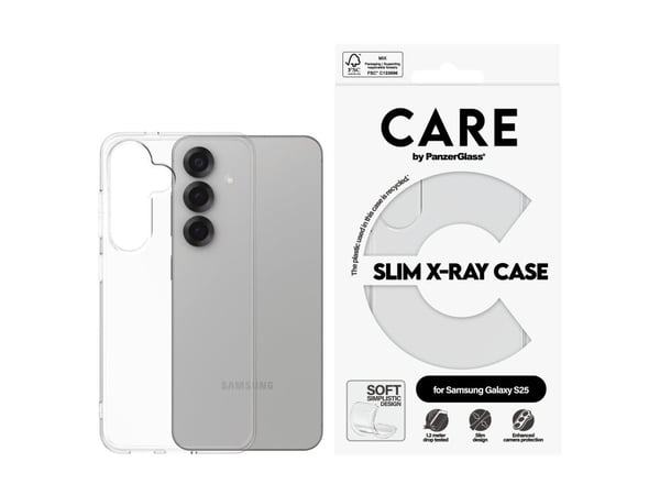CARE by PanzerGlass X-Ray - Baksidedeksel for mobiltelefon - myk basis - termoplast-polyuretan (TPU) - gjennomsiktig - for Samsung Galaxy S25