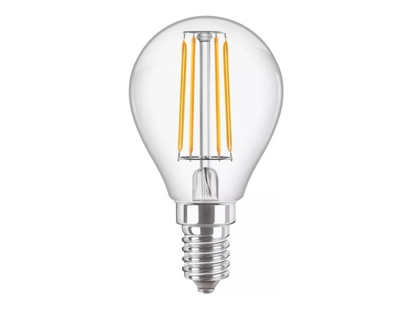 Philips CorePro LEDluster - LED-filamentlyspære - form: P45 - klar finish - E14 - 4.3 W (ekvivalent 40 W) - klasse F - varmt hvitt lys - 2700 K