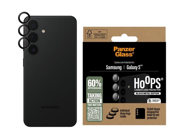 PanzerGlass ® Hoops® svart kameralinsebeskytter Samsung Galaxy S 2025
