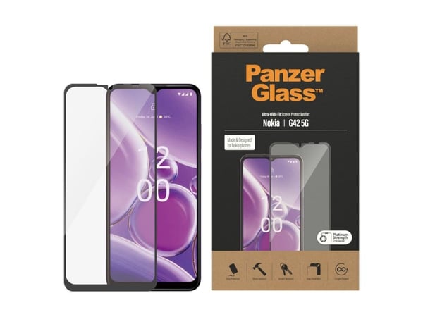 PanzerGlass - Skjermbeskyttelse for mobiltelefon - ultrabred passform - glass - rammefarge svart - for Nokia G42 5G