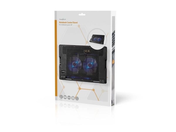 Nedis NBCR200BK - Notebookvifte - med 2-porters USB-hub - 18" - 140 mm - svart