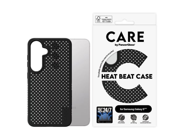 CARE by PanzerGlass Heat Beat - Baksidesskydd för mobiltelefon - 100 % återvunnet polykarbonat, 100 % återvunnet termoplastpolyuretan (TPU) - för S...