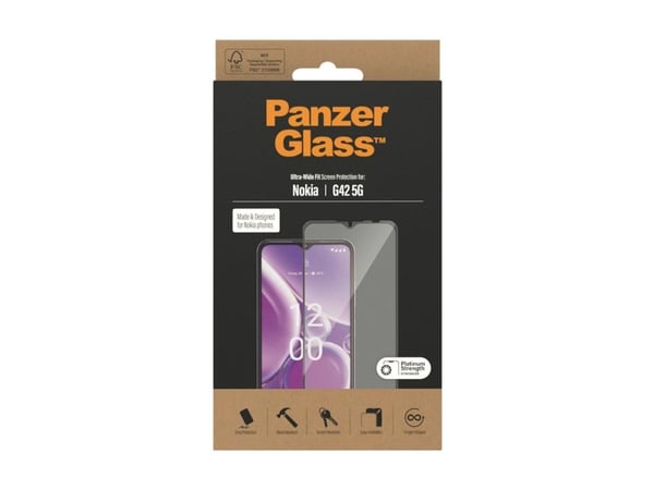 PanzerGlass - Skjermbeskyttelse for mobiltelefon - ultrabred passform - glass - rammefarge svart - for Nokia G42 5G