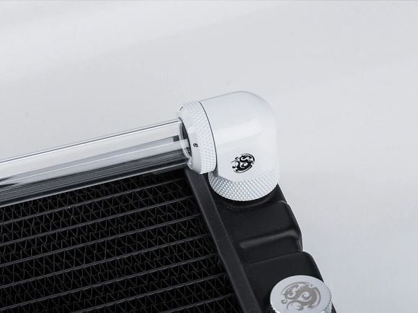 Bitspower Adapter 90° G1/4" hona till 14mm OD hårdrör – roterbar, baltas