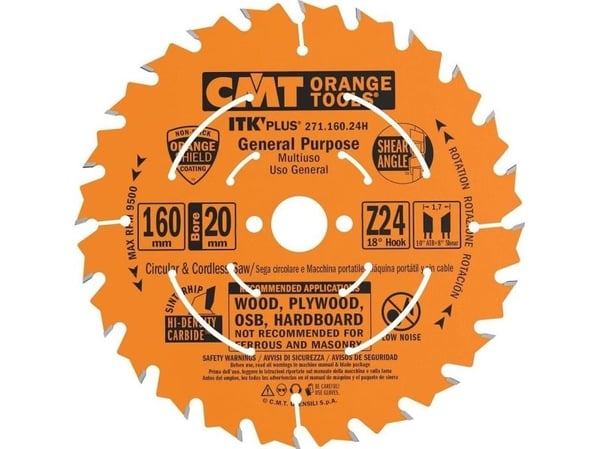 Puunleikkuukiekko CMT 271; 160x1.7x20; Z24; 18° Puunleikkuukiekko CMT 271; 160x1.7x20; Z24; 18°