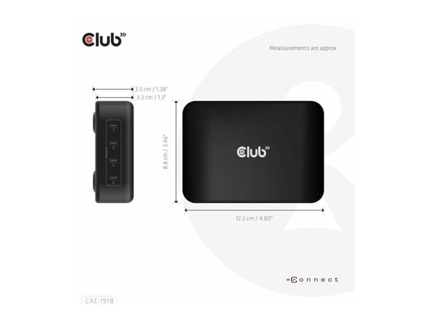 Club 3D - Strømadapter - GaN-teknologi - 240 watt - PD 3.1/PPS - 4 utgangskontakter (USB-C)