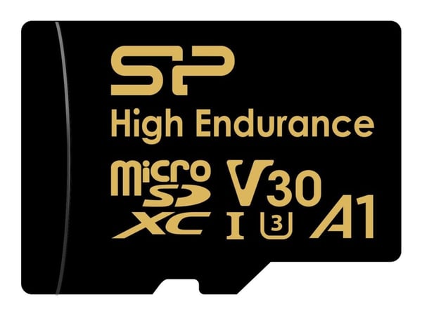 SILICON POWER Golden Series - High Endurance flashminnekort (microSDXC til SD-adapter inkludert) - 128 GB - A1 / Video Class V30 / UHS-I U3 / Class...