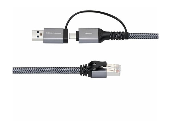 MicroConnect - Verkkokaapeli - RJ-45 (han) til USB Type A, 24 pin USB-C - 10 m - FTP - CAT 6 - USB 3.0 - lajiteltu