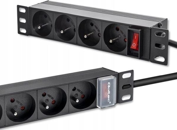 PDU-virtaliuska 10" telineeseen | 1U | 16A | 4xFrench | 1.8m