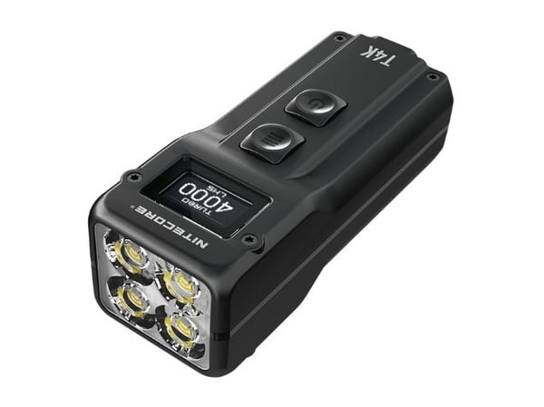 Nitecore T4K, Nøkkelringslommelykt, Sort, Knapper, 1 m, IP54, LED