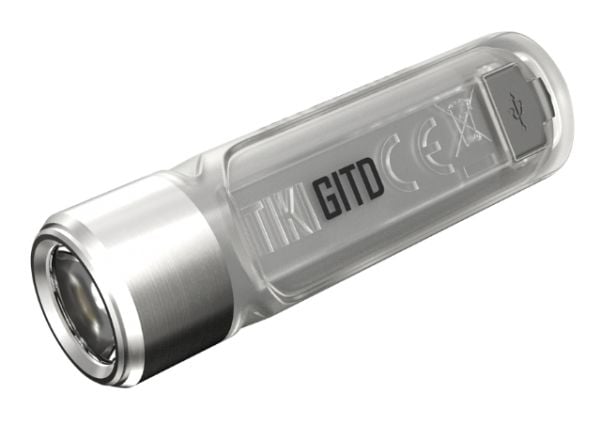 Nitecore TIKI GITD BLUE, Nøkkelringslommelykt, Grå, Polykarbonat (PC), Rustfritt stål, Knapper, 1 m, IP66