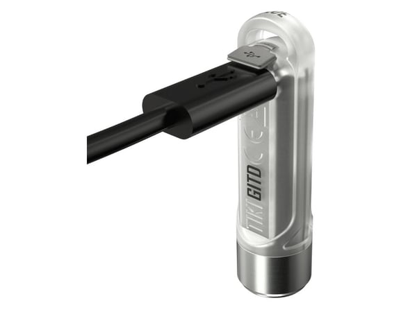 Nitecore TIKI GITD BLUE, Nøkkelringslommelykt, Grå, Polykarbonat (PC), Rustfritt stål, Knapper, 1 m, IP66