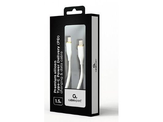 Cablexpert Premium - USB-kabel - USB-C (hann) til USB-C (hann) - USB 2.0 - 3 A - 1.5 m - formstøpt, Power Delivery-støtte, data & lading - hvit