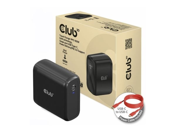 Club3D reiselader 1xUSB type C, PD 100W detaljhandel