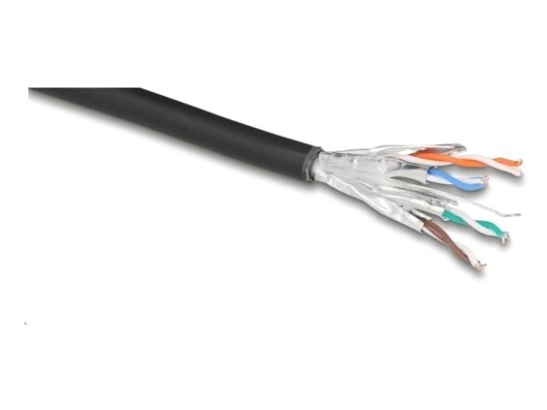 Delock nettverkskabelrull Cat.6A U/FTP 500 MHz Slank fleksibel halogenfri 50 m svart