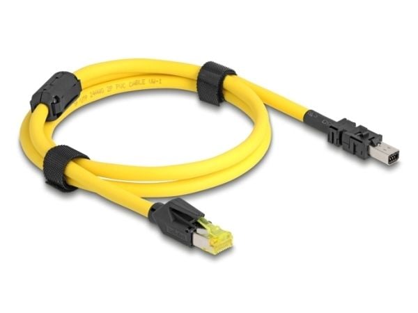 Delock - Nettverkskabel - RJ-45 (hann) til 8 pin mini I/O type 2 (hann) d-shape - 1 m - 6.5 mm - skjermet - CAT 6 - gul