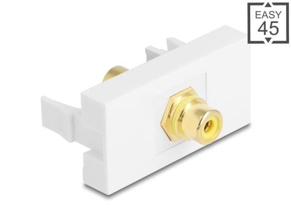 Delock - Easy 45 - trykklåsmodul - gold plated - RCA - 1 gang - gul, hvit