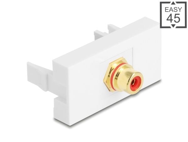 Delock - Easy 45 - trykklåsmodul - gold plated - RCA - 1 gang - rød, hvit